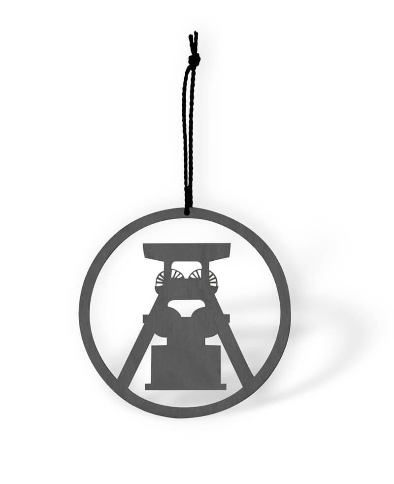 Geschenkanhänger Förderturm Holz schwarz