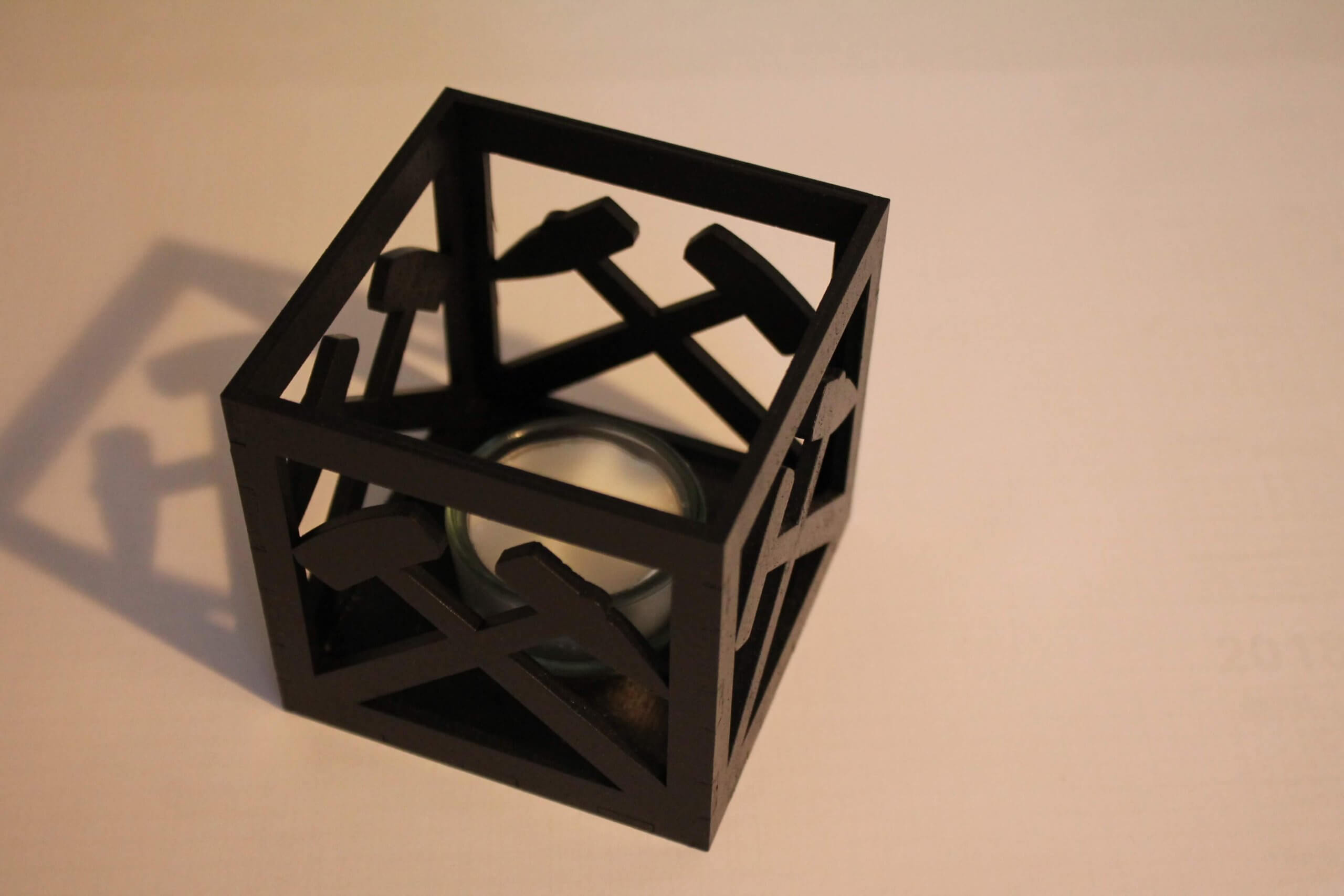 Windlicht Schlägel und Eisen schwarz mit Glaszylinder