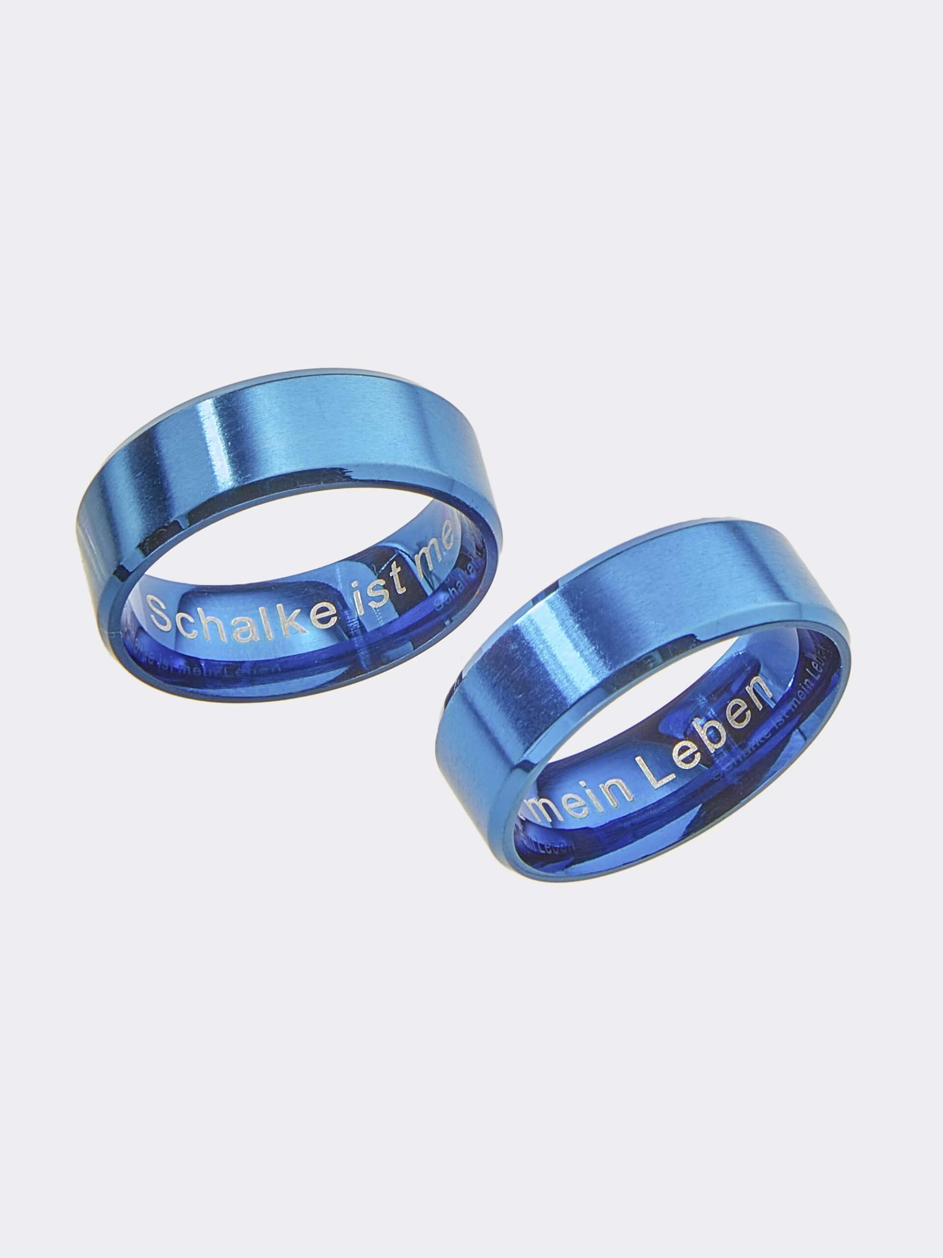 Blauer Edelstahlring "Schalke ist mein Leben"